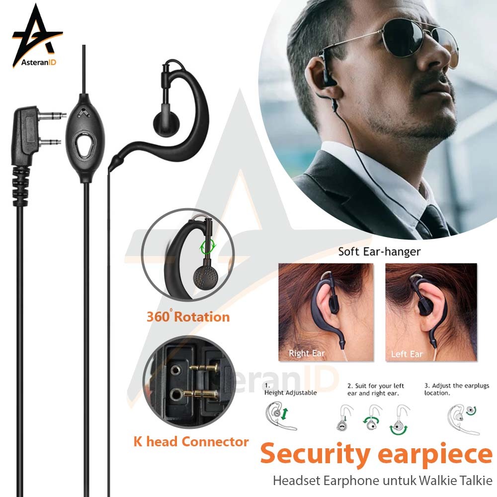Jual Headset Earphone FBI Walkie Talkie HT 2 Pin 102dB | Shopee Indonesia