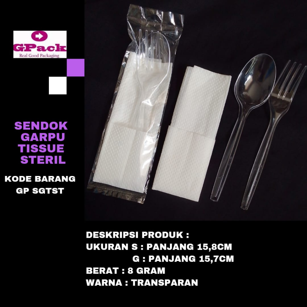 Jual Sendok Garpu Plastik Set Tissue Steril Transparan Gp Sgtst Shopee Indonesia 5630