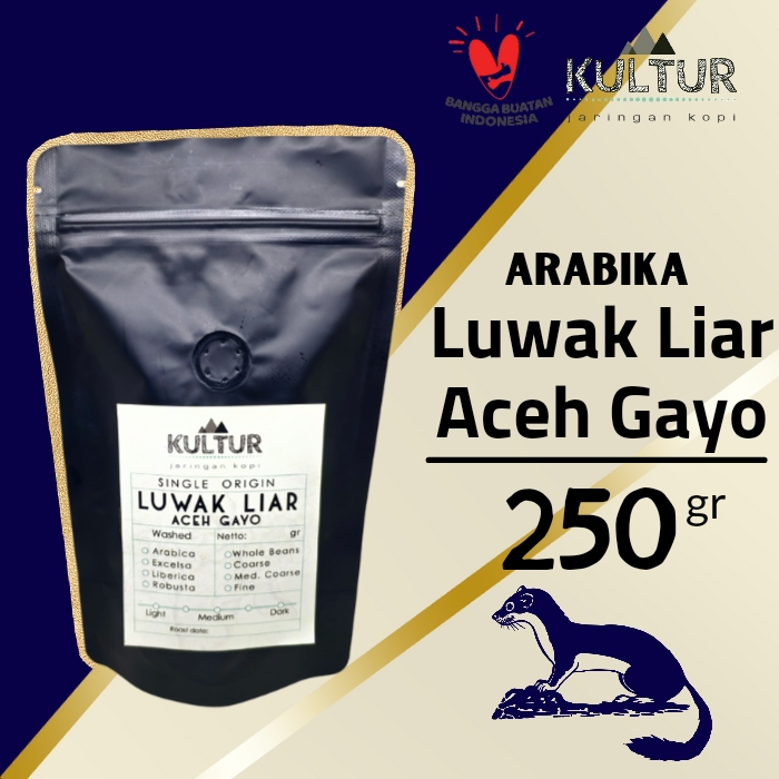 Jual COFFEE BEAN BIJI KOPI ARABIKA LUWAK LIAR ACEH GAYO 250 GR | Shopee  Indonesia