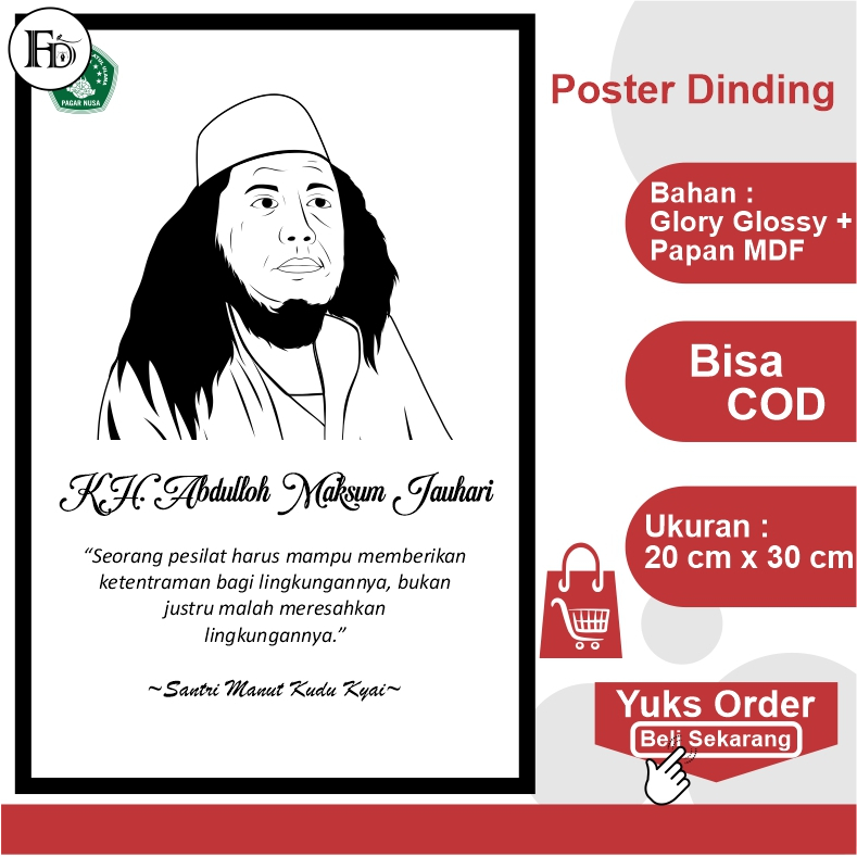 Jual Poster Diinding Poster Gus Maksum Pendiri Pagar Nusa Pajangan Dinding Hiasan 