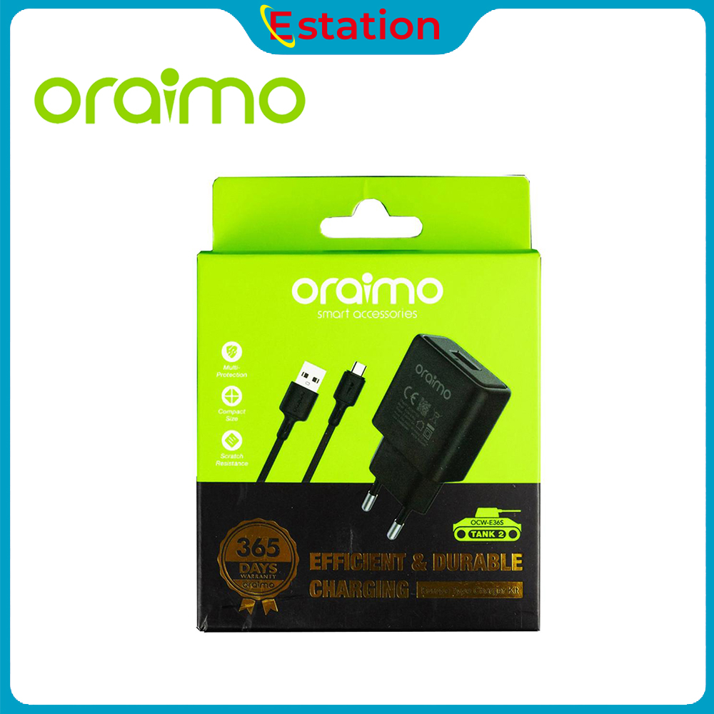 Jual Oraimo Charger Single Port USB Fast Charging 5V 1A Tank 3 Free Micro USB Cable Panjang 1