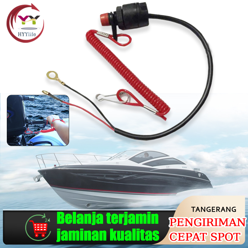 Jual Boat Outboard Engine Motor Stop Safety Kill Switch&Tether Cord