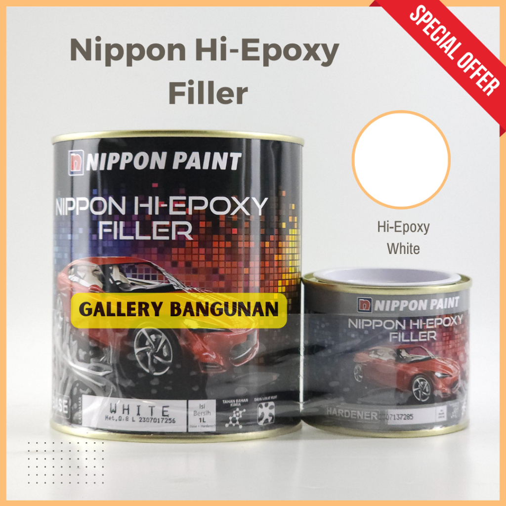 Jual Nippon Hi Epoxy Filler Base White + Hardener Cat Dasar Anti Karat