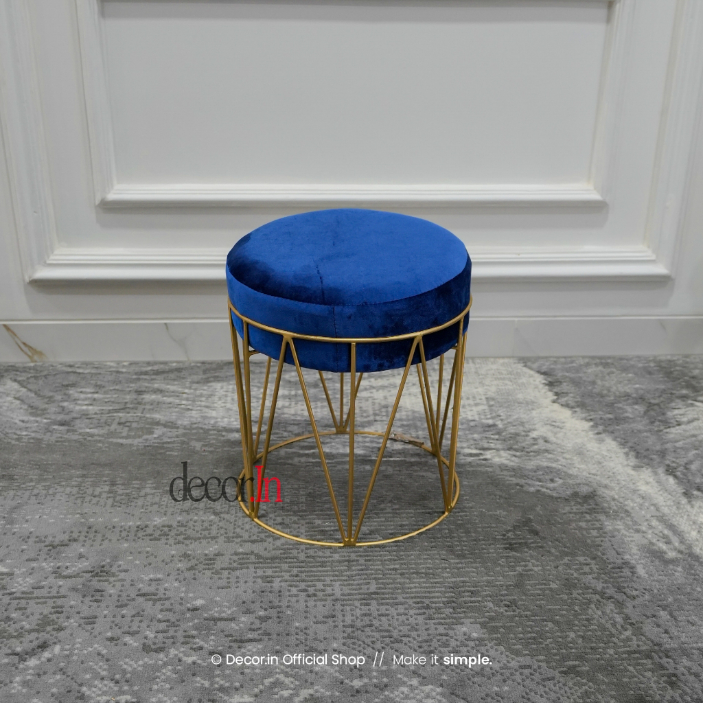 Jual Stool Puff Sofa Besi Gold Stool Bulat Minimalis Aesthetic Stoll