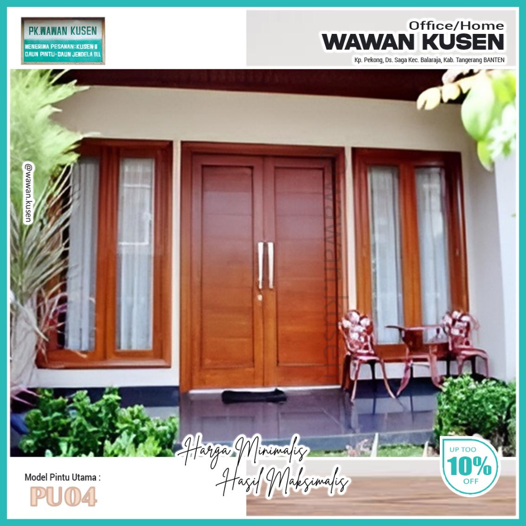 Jual Pintu Utama Kayu Mahoni Solid Premium Pintu Depan Kusen Pintu Daun Pintu Model Pu