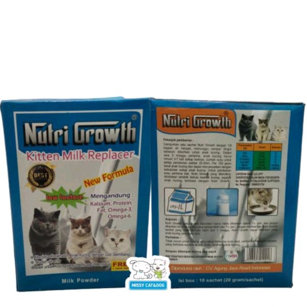 Jual Nutri Growth Milk Replacer 20gr Susu Anak Kucing Kitten 1 dus