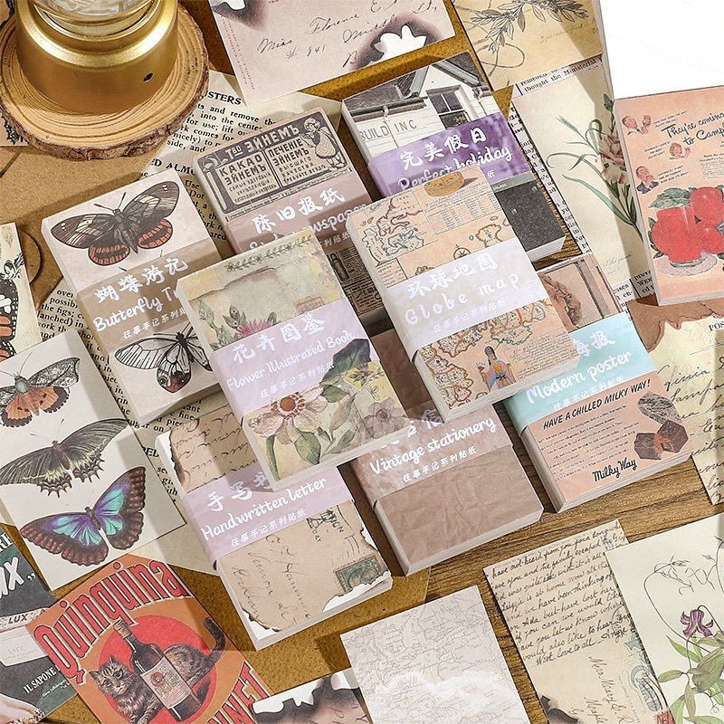 Jual 10 Lembar Kertas Dekorasi Jurnal Scrapbook Vintage Aesthetic