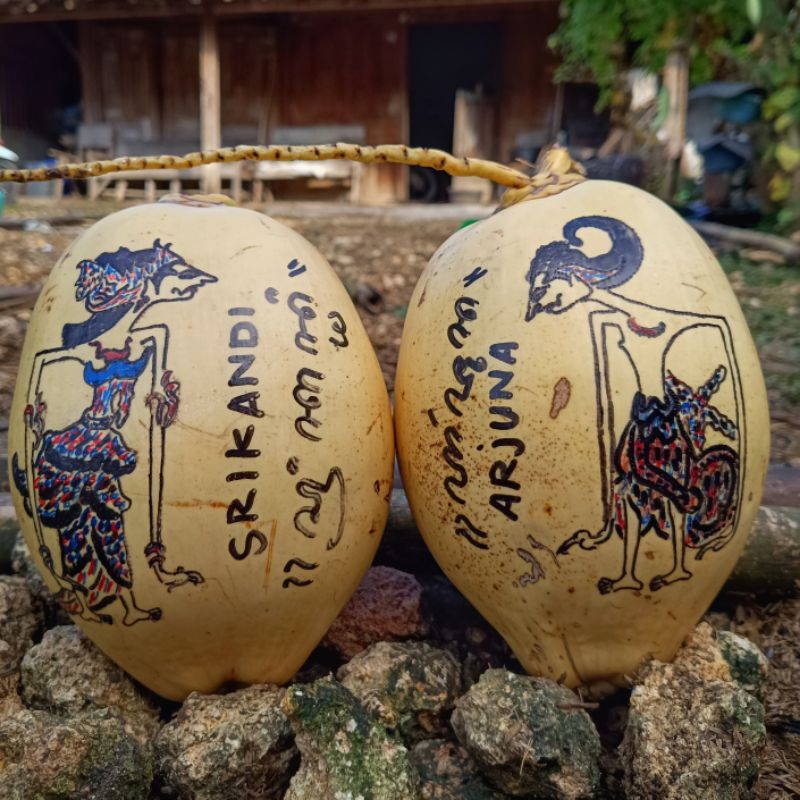 Jual Kelapa Gading Gambar Wayang Arjuna dan Srikandi | Shopee Indonesia