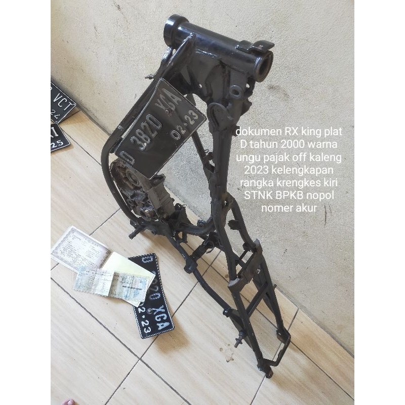 Jual frame/rangka set berkas RX king tahun 2000 plat D warna ungu