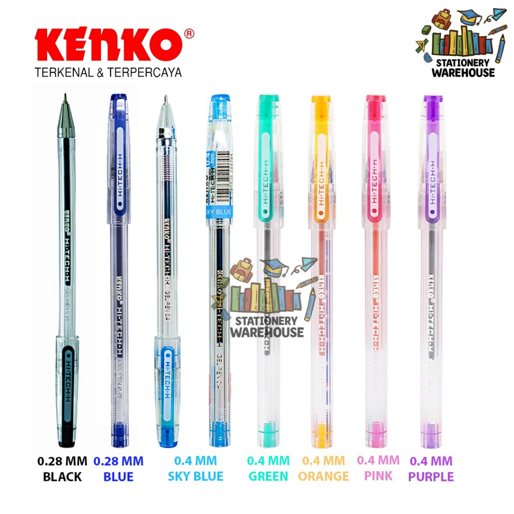 Jual Pulpen Pena Kenko Gel Pen Hi Tech H Mm Mm Black Blue Pink Green Sky Blue Orange