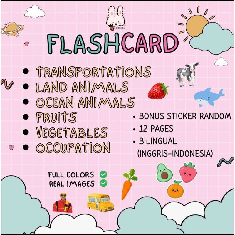 Jual FLASHCARD/Flash Cards/Kartu Bergambar/Kartu Belajar Anak/mainan ...