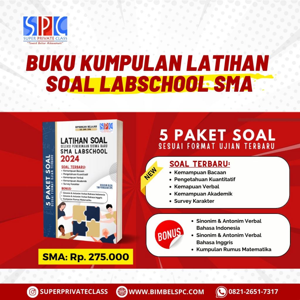 Jual BUKU LATIHAN SOAL SELEKSI PENERIMAAN SISWA BARU SMA LABSCHOOL 2024 ...