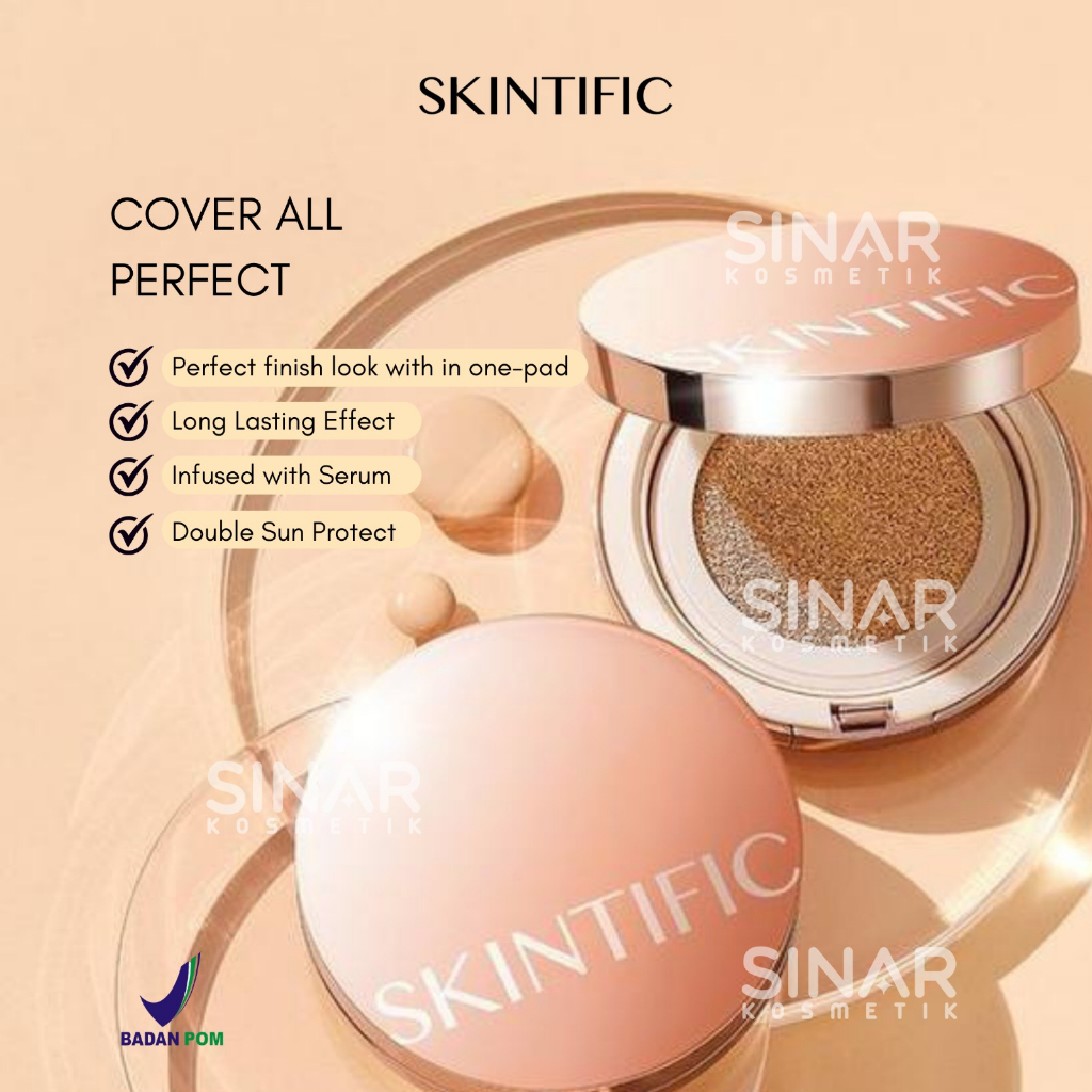 SKINTIFIC Cover All Perfect Cushion High Coverage Poreless Flawless  Foundation 24H Long-lasting SPF35 PA++++