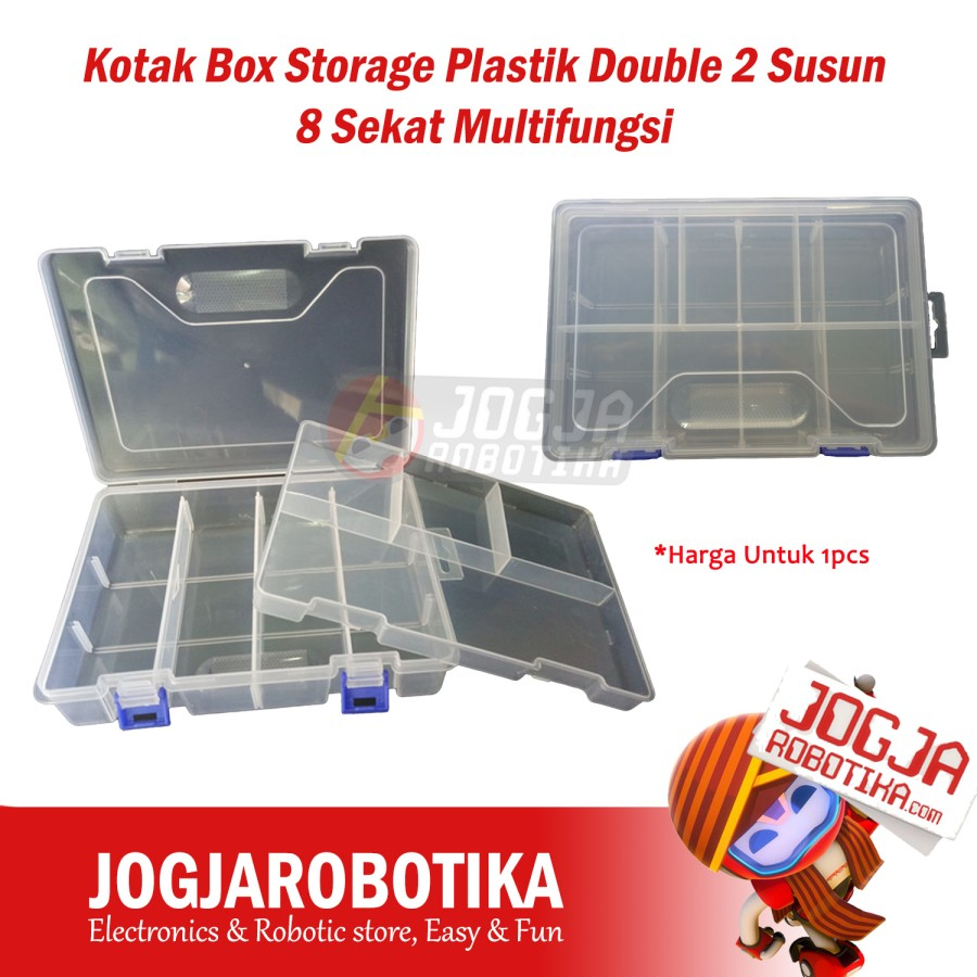 Jual Kotak Box Storage Plastik Double 2 Susun 8 Sekat Komponen ...