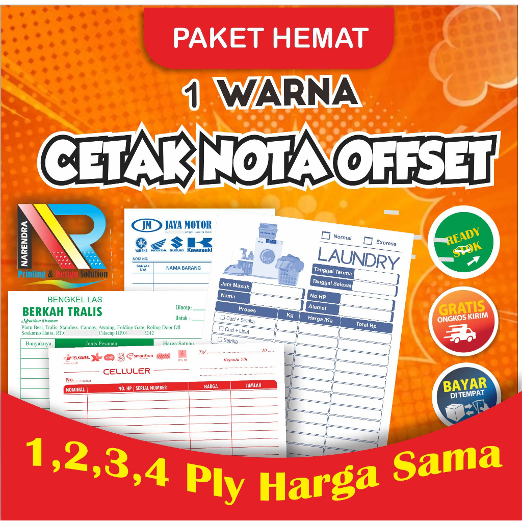 Jual Paket Hemat Cetak Nota Custom Warna Ply Harga Sama Shopee Indonesia