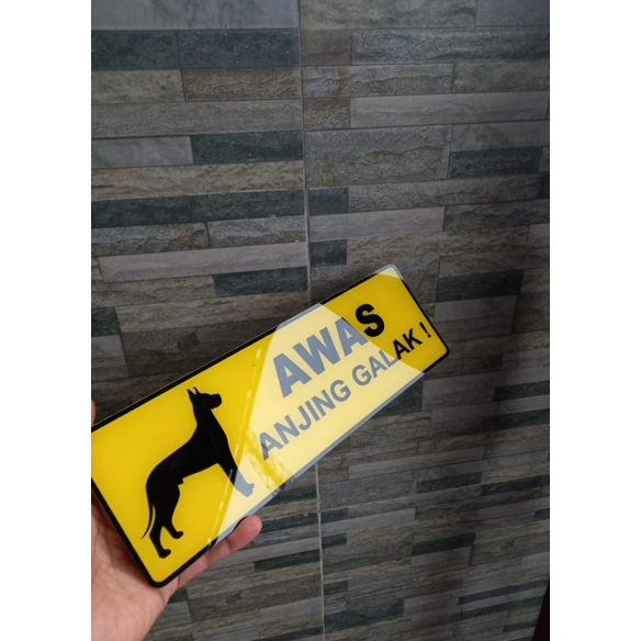 Jual RAMBU AWAS ANJING GALAK 30 cm x 10 cm bahan acrylic waterproff