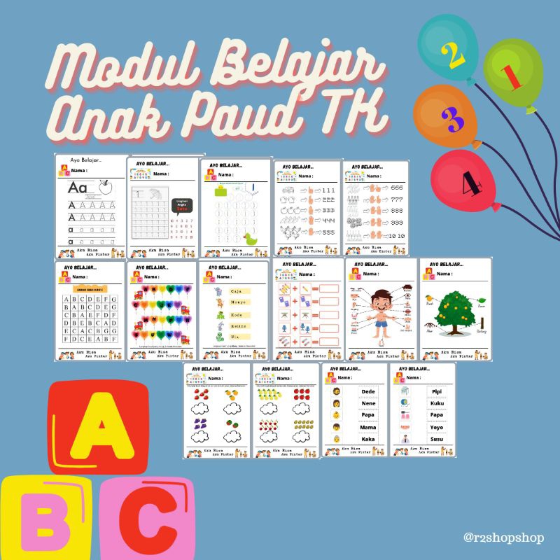 Jual (Free 2 Worksheet) 25 Worksheet Printable Edukasi Anak Paud TK ...