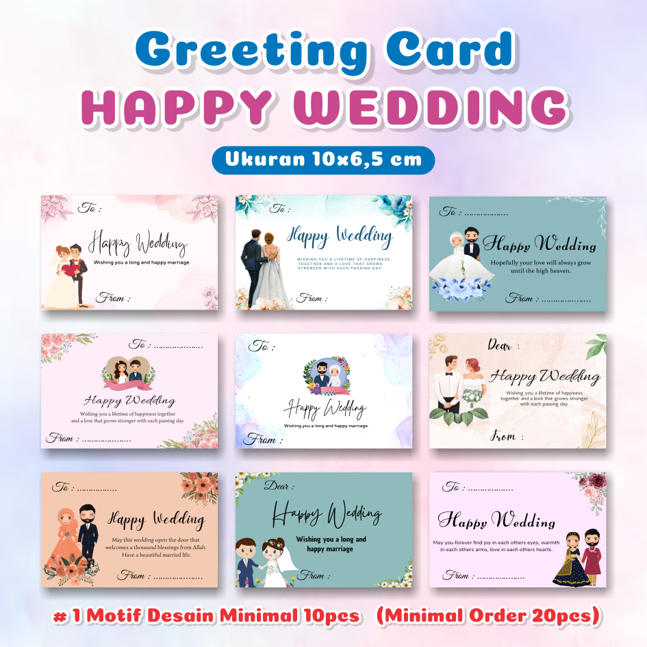 Jual Greeting Card Happy WEDDING Ukuran 10 x 6,5 cm - Gift Card - Kartu