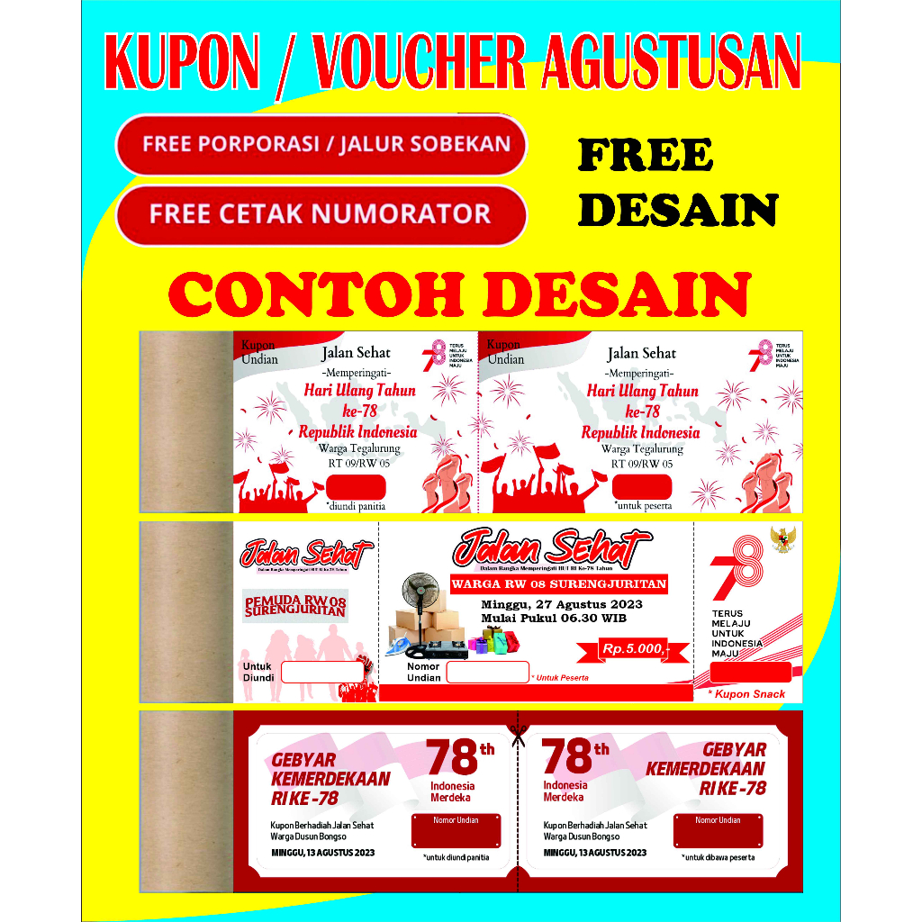 Jual Cetak Kupon Acara An Agustusan Custom Shopee Indonesia