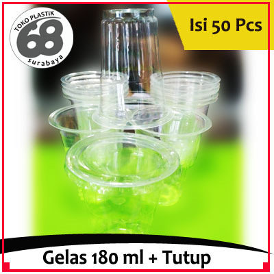 Gelas Plastik 180 ML Bening Motif