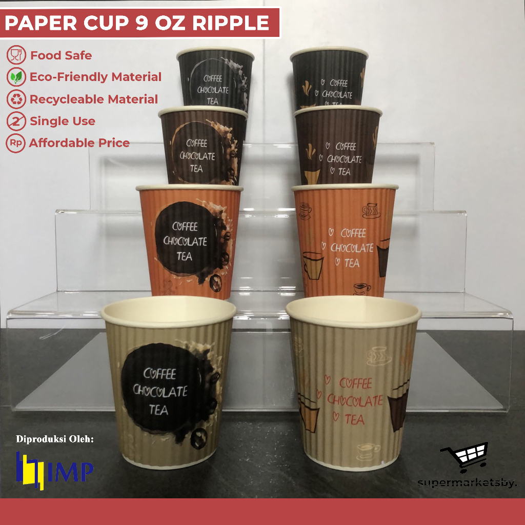 Jual Paper Cup / Gelas Kertas 9 oz Motif Ripple | Shopee Indonesia