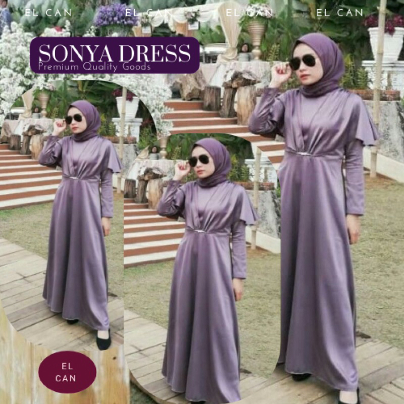 Jual Dress kondangan satin korean style dress kondangan wedding dress remaja jumbo brukat hijab