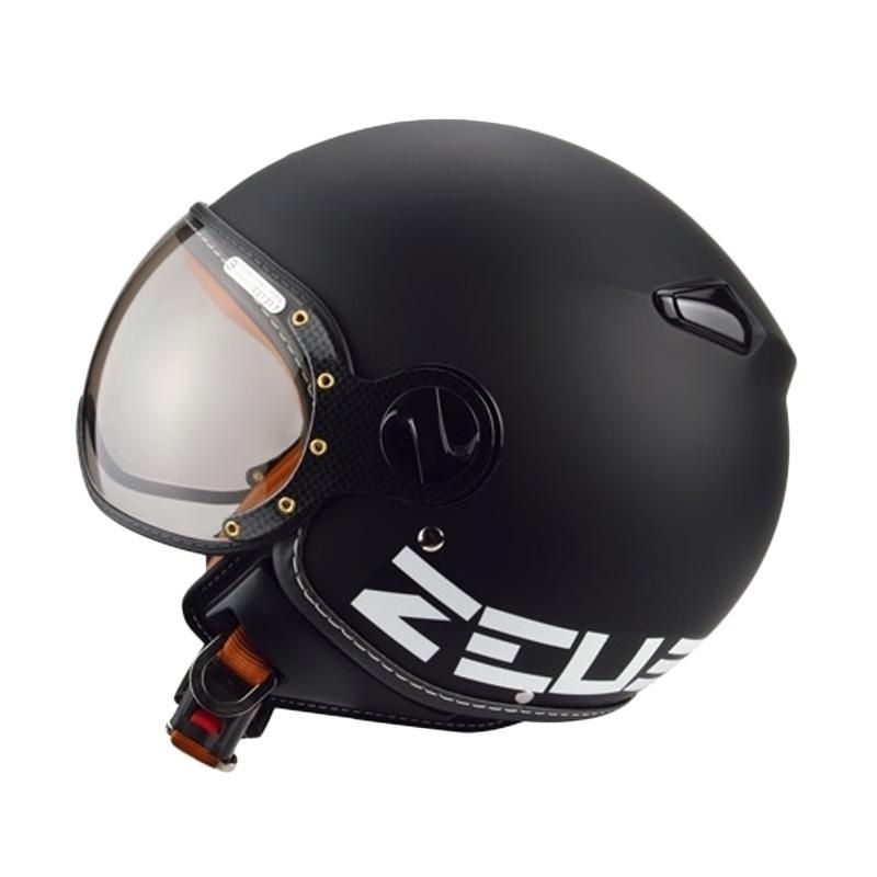 Jual Zeus ZS 210 Helm Half Face Matt Black DD11 White Shopee Indonesia