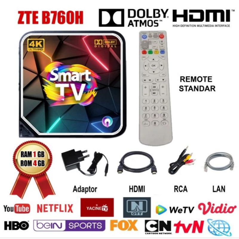 Jual STB SMART TV BOX Android ZTE B760H Root Fullset | Shopee Indonesia