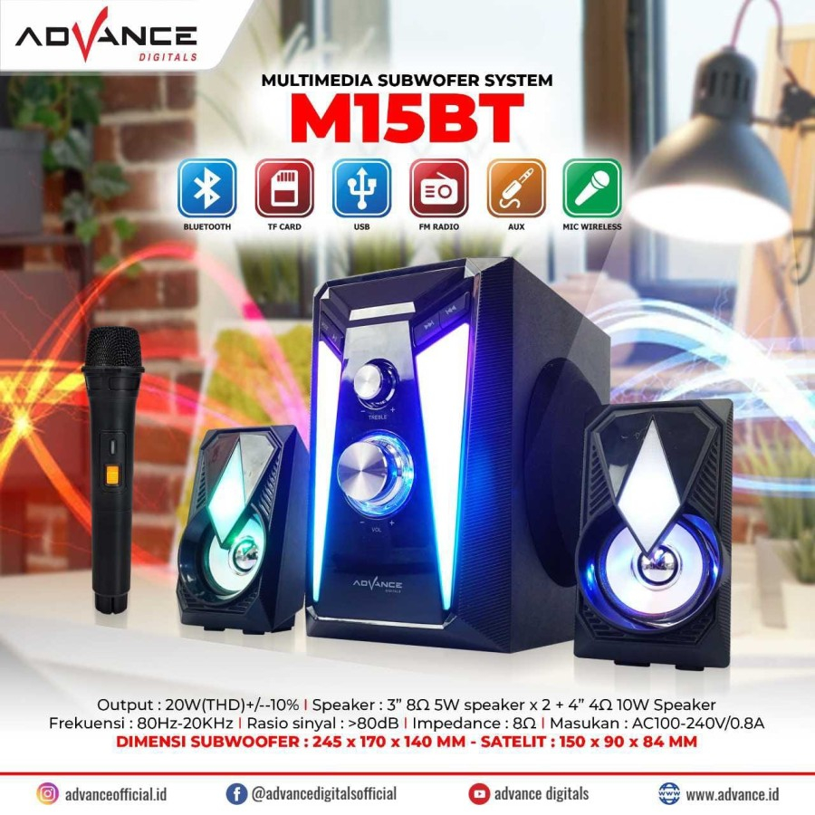 Jual Speaker Active Multimedia BLUETOOTH ADVANCE USB BT + Sub Woofer ...