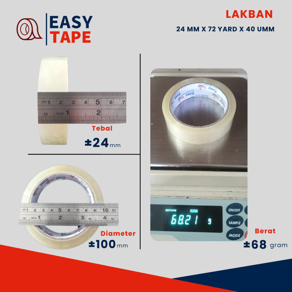 Jual Lakban bening 24 mm 72 yard 6 pcs (1 slop) Easy Tape Shopee