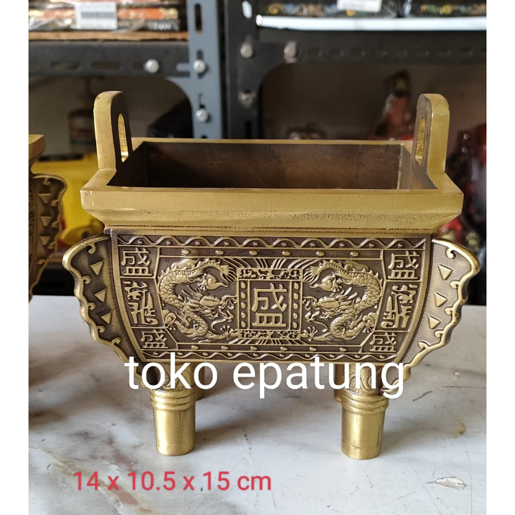 Jual hio lo / hiolo kotak - kuningan - 14 x 10.5 x 15 cm | Shopee Indonesia