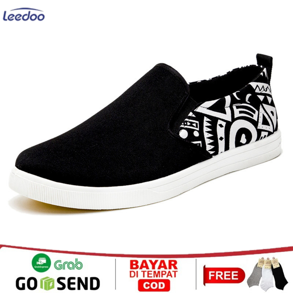 Jual Leedoo Sepatu Slip On Casual Sepatu Kanvas Pria Sepatu Slop Patterns Kekinian Mc