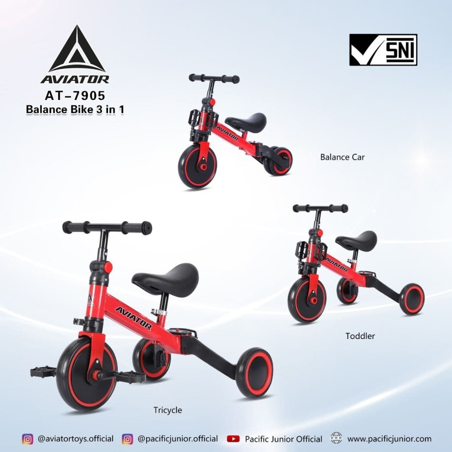 Jual Sepeda Balance Bike Anak Keseimbangan Tricycle Aviator 3in1 Bisa ...