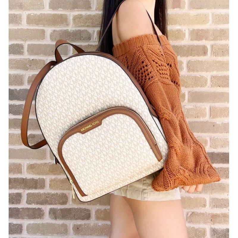 Jual MK Jaycee Large Backpack Vanilla MK Signature Leather m | Shopee ...