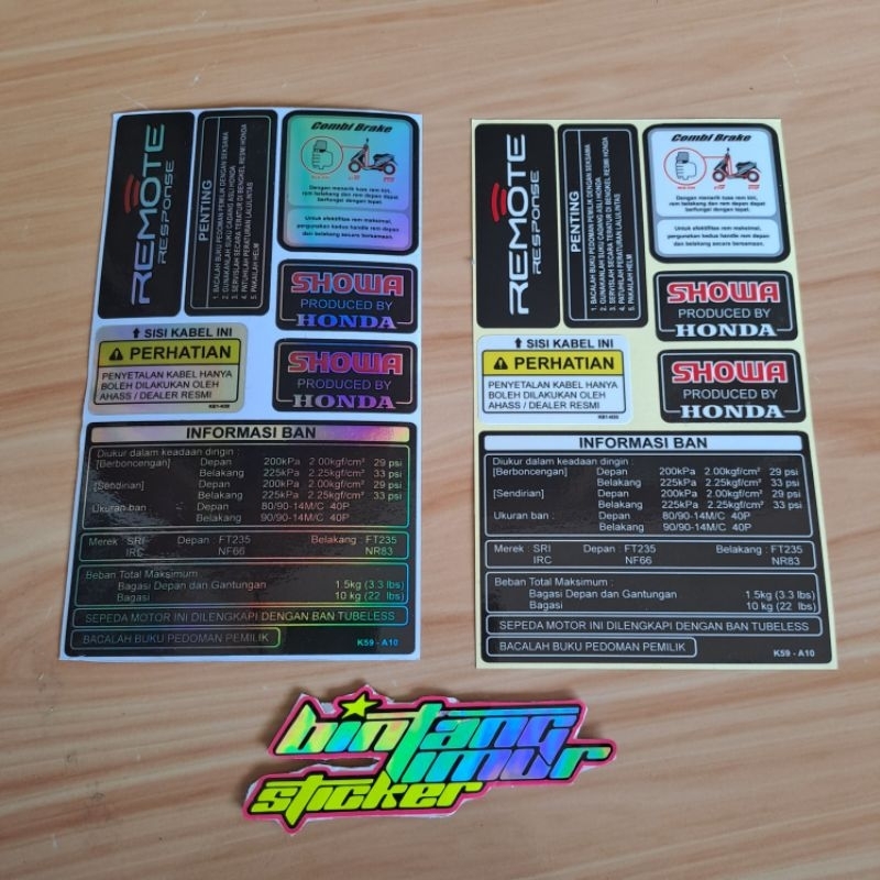 Jual STICKER STIKER PERINGATAN MOTOR HONDA MATIC PRINTCUT | Shopee ...