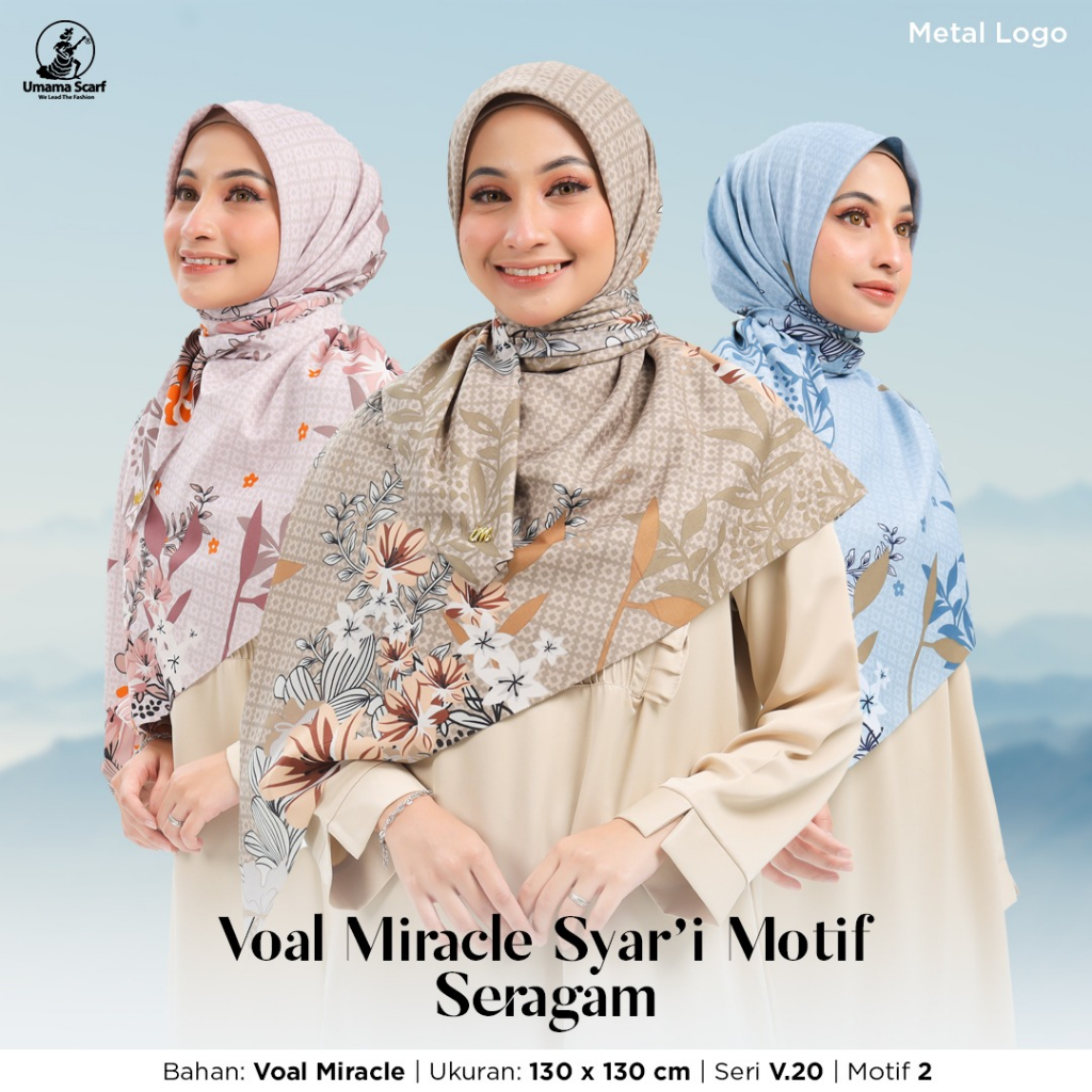 Jual Hijabkerudung Syari Seragaman Voal Miracle Motif Lc By Umama Scarf Ukuran 130x130 Shopee 1355