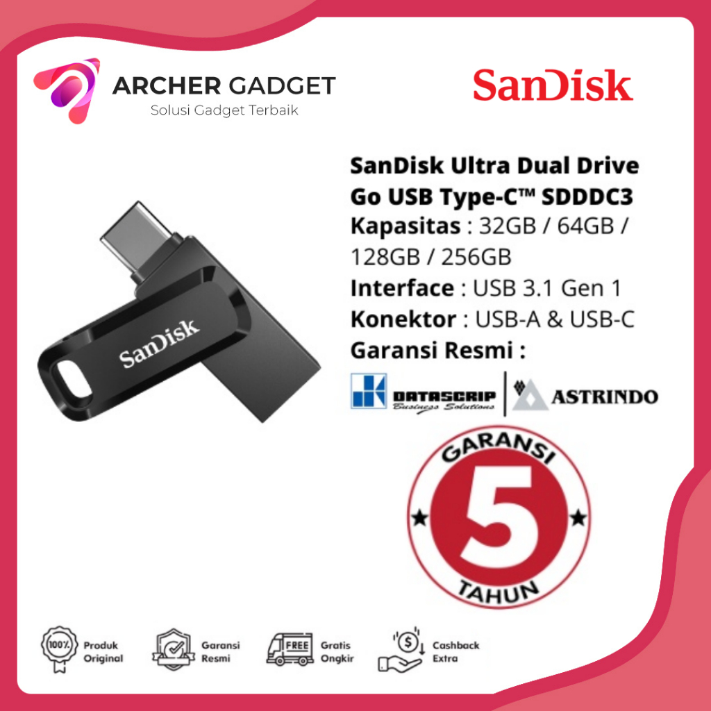 Jual SANDISK Flashdisk SDDDC3 OTG USB Type C Dual Drive 32GB 64GB 128GB ...