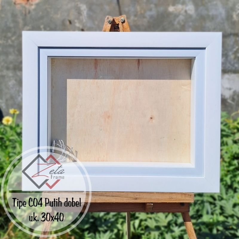 Jual Tipe CO4 dobel co3 - Pigura mahar minimalis putih dobel frame