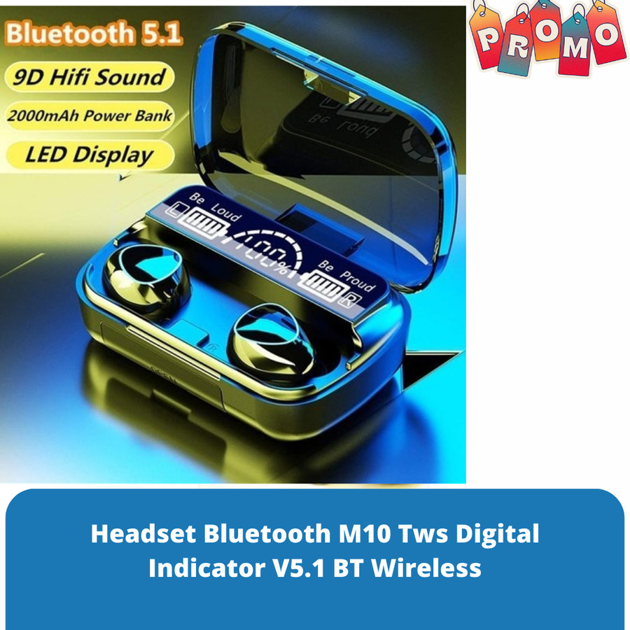 TWS and powerbank in Wireless Earphone M19/M10/ F9-5 Headset Bluetooth  3000mAh bisa jadi Power Bank