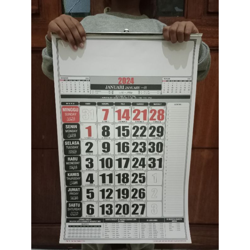 Jual [COD] BARU 2024 Kalender Dinding Ukuran 32x48 12 Bulan Lengkap ...