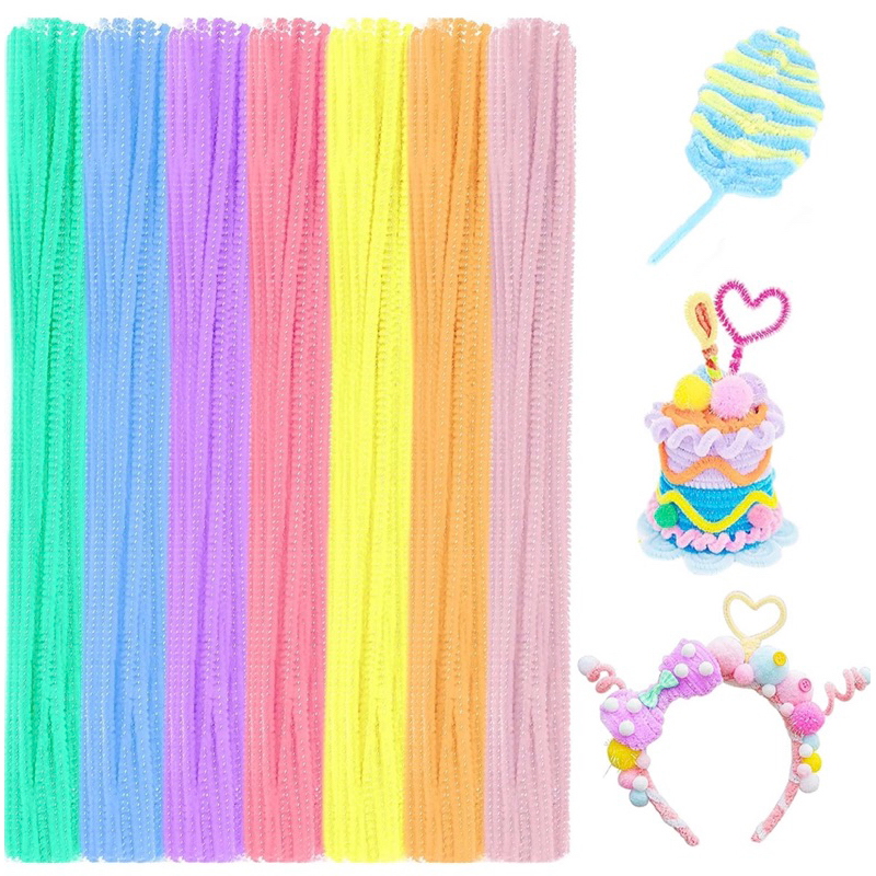 Jual RESTOCK!! 1 PACK (95-100 PCS) PIPE CLEANER SERI PASTEL / KAWAT BULU  KERAJINAN TANGAN SERI PASTEL