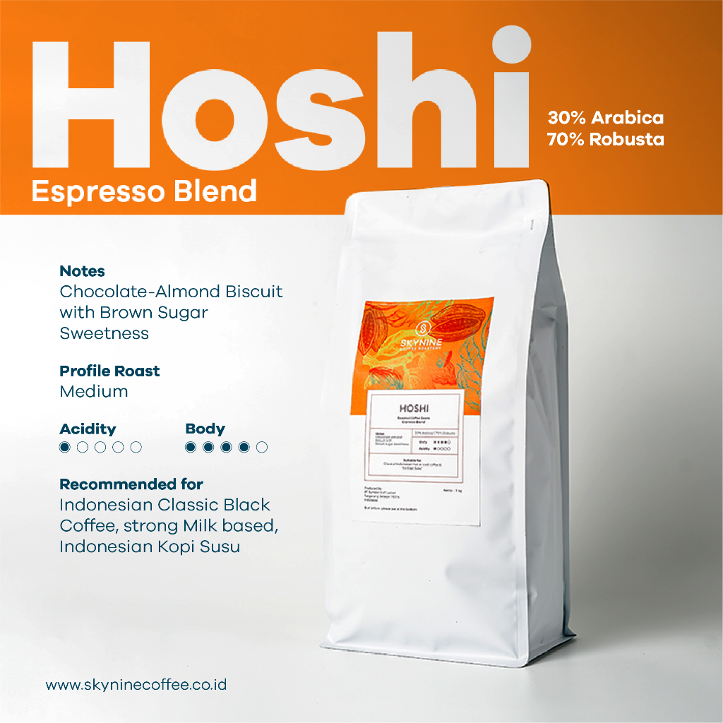 Jual Biji Kopi Espresso Hoshi Blend 30 Arabika 70 Robusta 1kg