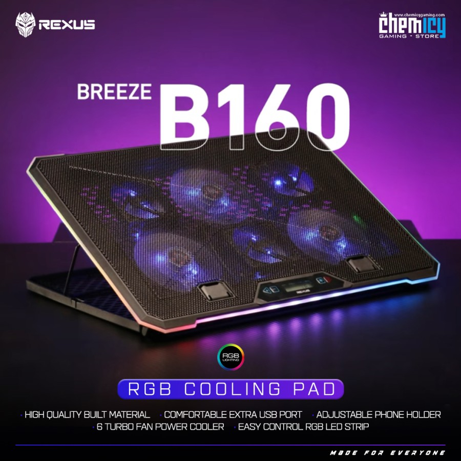 Jual Rexus Breeze B160 / B-160 RGB Cooling Pad / Fan Laptop | Shopee ...