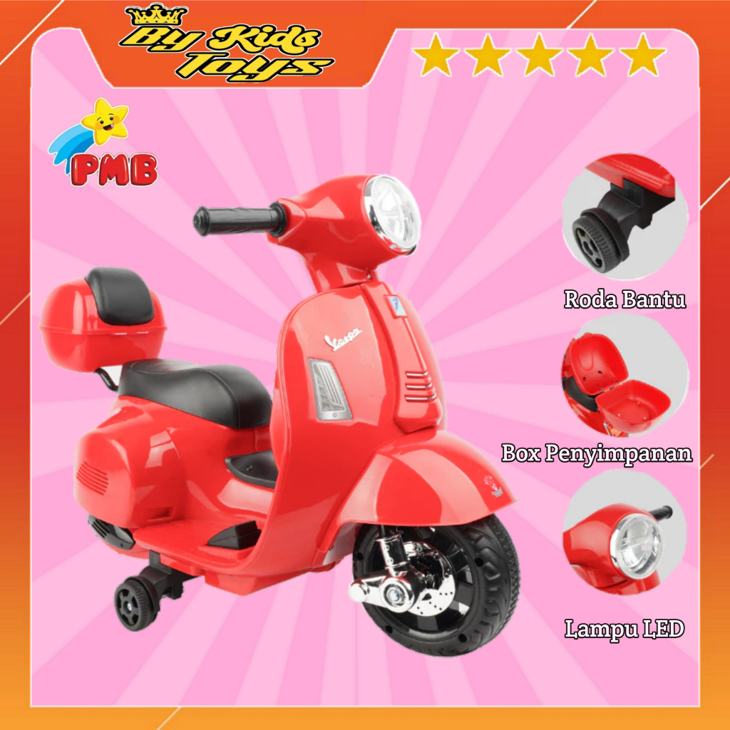 Jual Mainan Anak Motor Aki Vespa Free Box Belakang Official Licensed M339 Pmb Toys Shopee