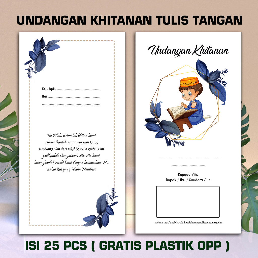 Jual (ISI 25 PCS) TLS-02 UNDANGAN KHITANAN TULIS TANGAN SENDIRI MURAH