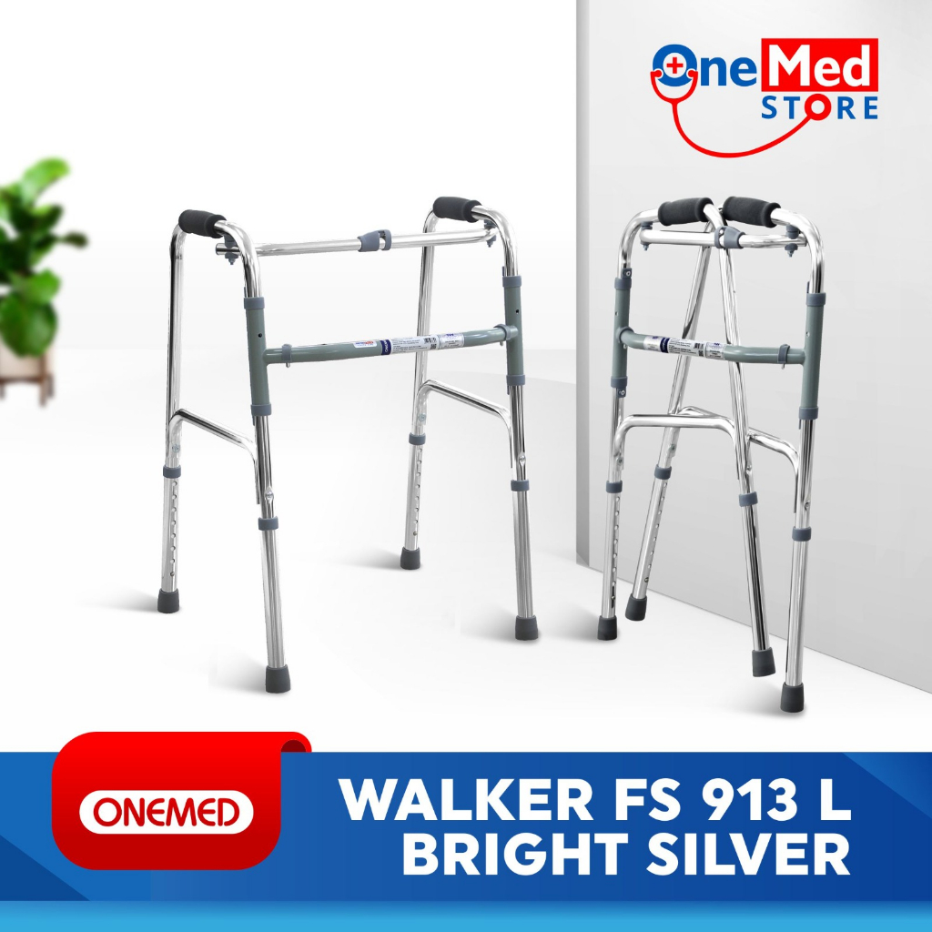 Jual Alat Bantu Jalan Walker Bright Silver FS 913 L OneMed MR | Shopee ...