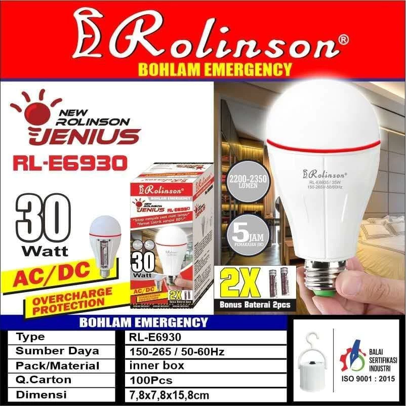 Rolinson Lampu Bohlam Emergency LED RL E6910 / RL E6915 / RL E6915 / RL E6930 / RL-E6920 10 Watt - 30 Watt | AutoStock