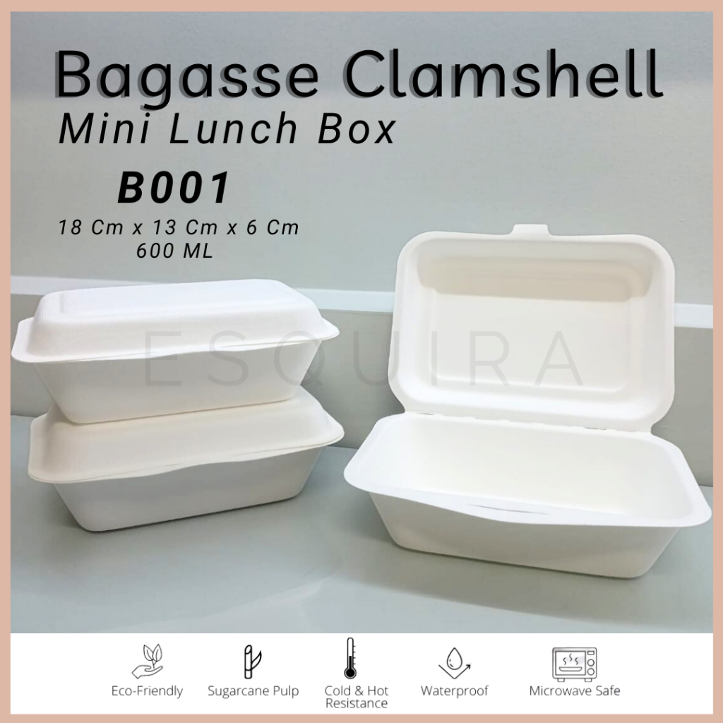 9x6inch Disposable Sugarcane Bagasse Lunch Box