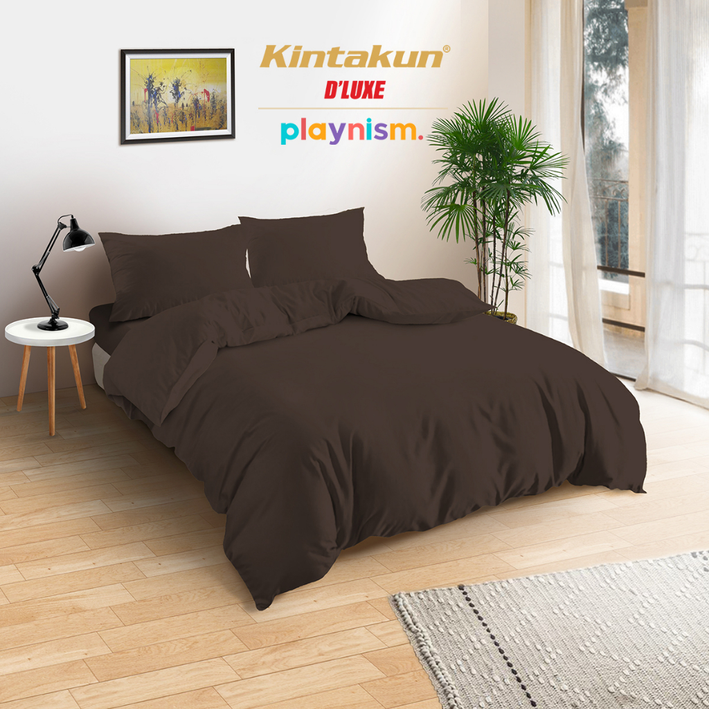 Jual Kintakun Bed Cover Set 180 King Minimalis Dark Brown Warna Polos ...