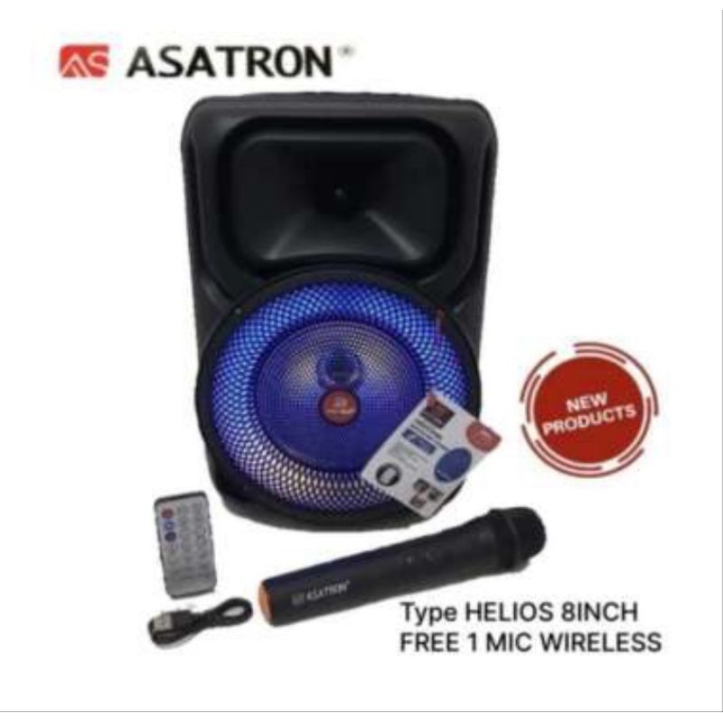 Jual Speaker Bluetooth Asatron Hellios Karaoke portable 8 inch (mic